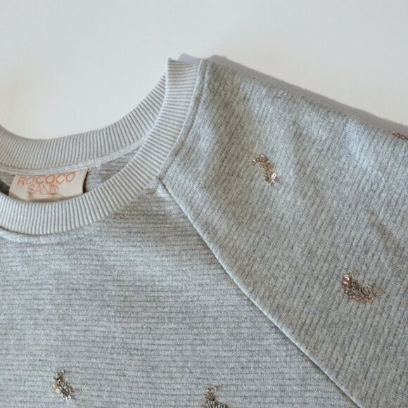 NWT Rococo Sand grey glitter sequin sweatshirt - Picture 4 of 6